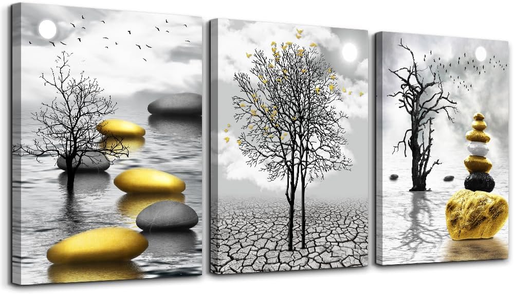 Lienzo decorativo de pared para sala de estar, decoración de pared para dormitorio, imágenes abstractas amarillas para pared, baño, pinturas en