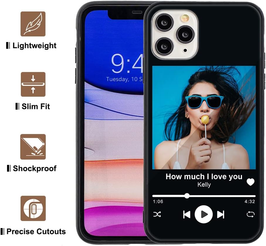 Funda personalizada para Apple iPhone 11 Pro Max, de vidrio templado antiarañazos, a prueba de golpes, suave TPU con collage de fotos, diseño de