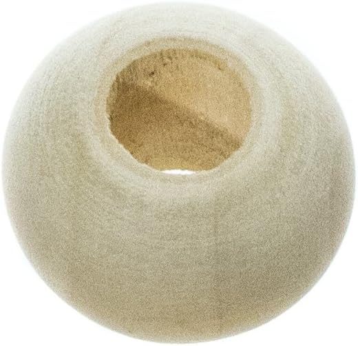 Paracord Planet Cuentas de madera de 1 pulgada con un agujero de 38 pulgadas, acabado natural liso, disponibles en paquetes de 50 y 100