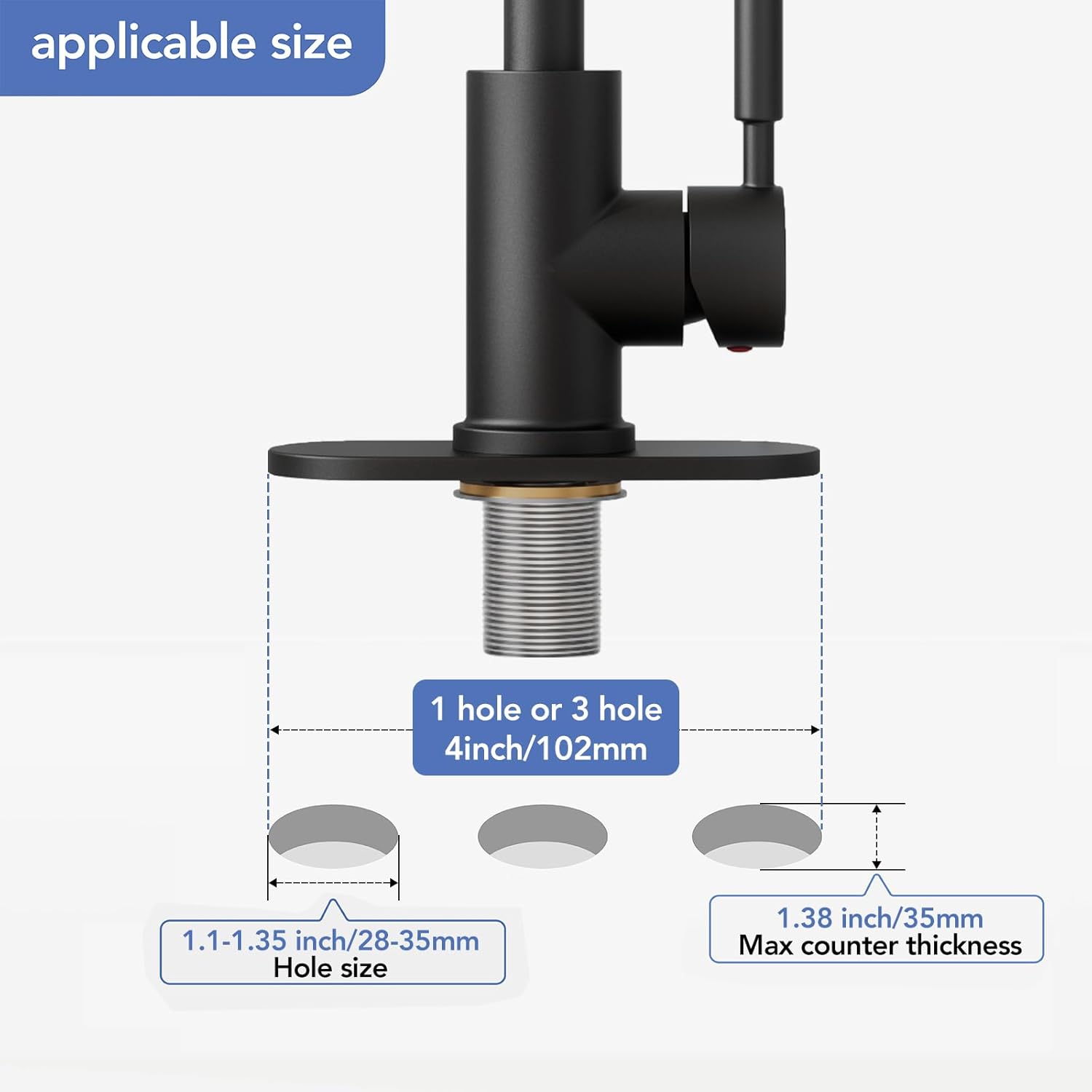 Phiestina WE08E-MB – Grifo de acero inoxidable de arco alto de un solo orificio negro mate para fregadero de precocinafregadero de barfregadero de