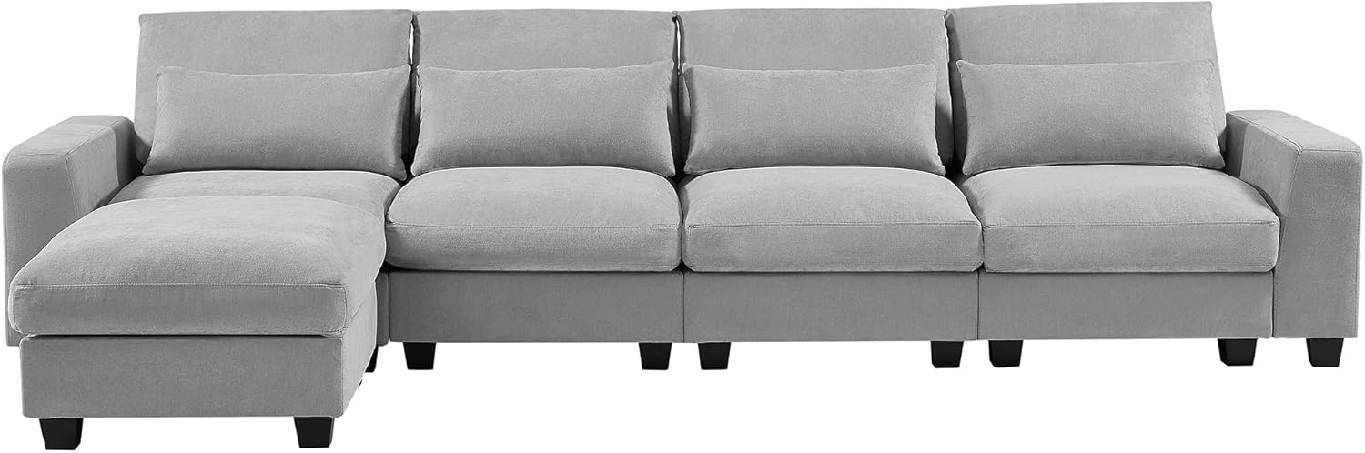 Sofá modular tapizado con 4 almohadas de cintura para el hogar, oficina, apartamento, sala de estar, sofá esquinero en forma de L y sofá movible