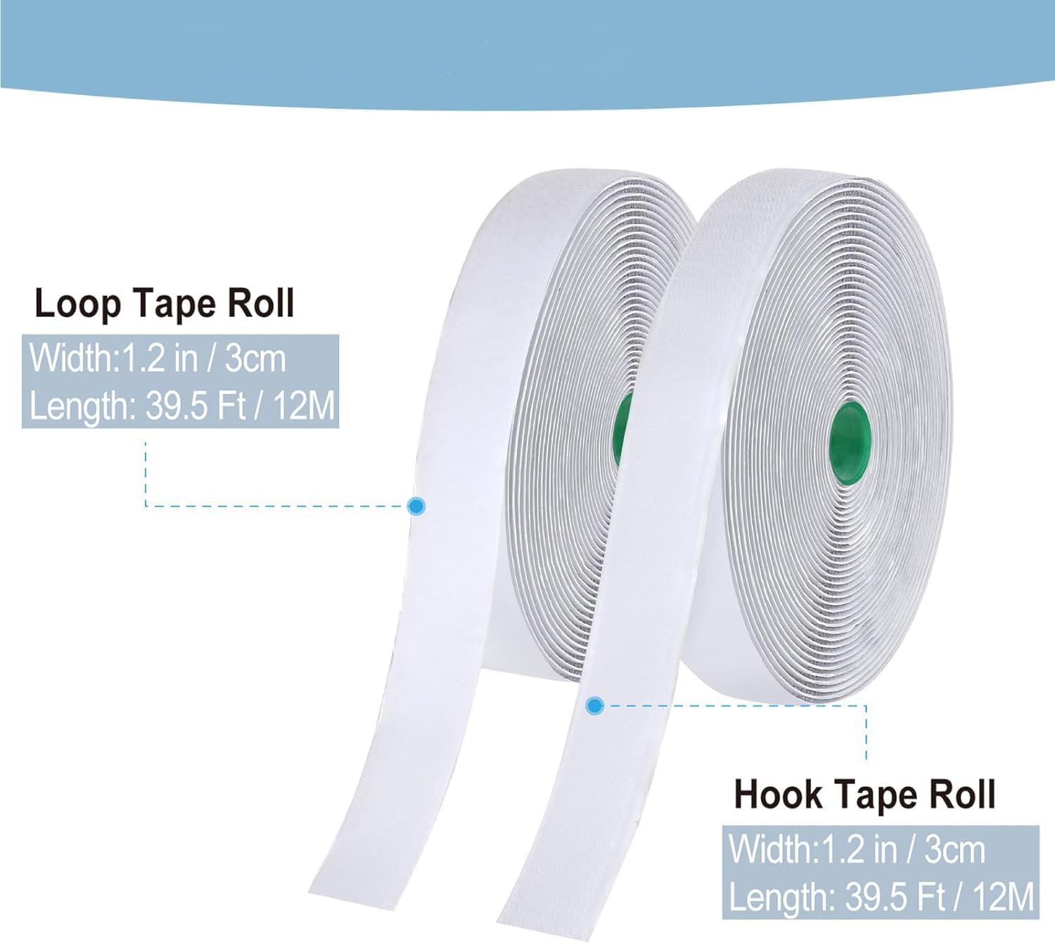 Tiras con adhesivo resistente, 26.5 pies x 1.2 pulgadas, cinta de gancho y bucle, rollo adhesivo de nailon con cierre trasero, fuerza industrial
