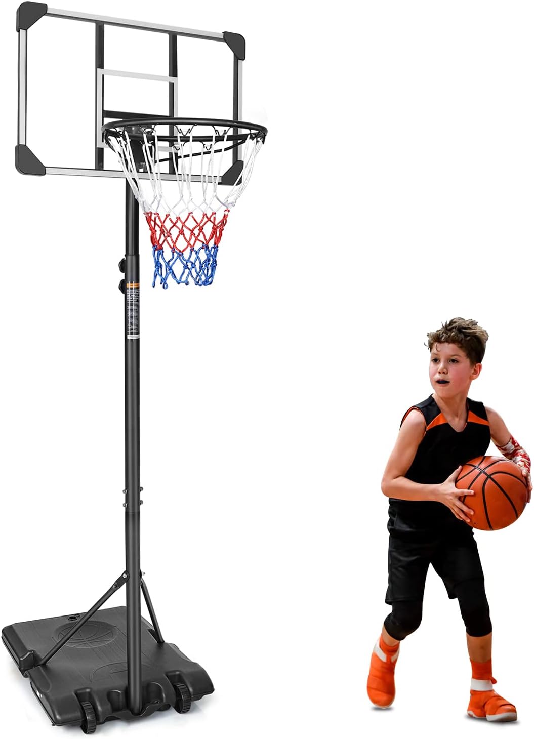 Rakon Soporte de baloncesto portátil de altura ajustable de 5.6-7 pies7.5-9.2 pies  2832 pulgadas Sistema de tablero de baloncesto