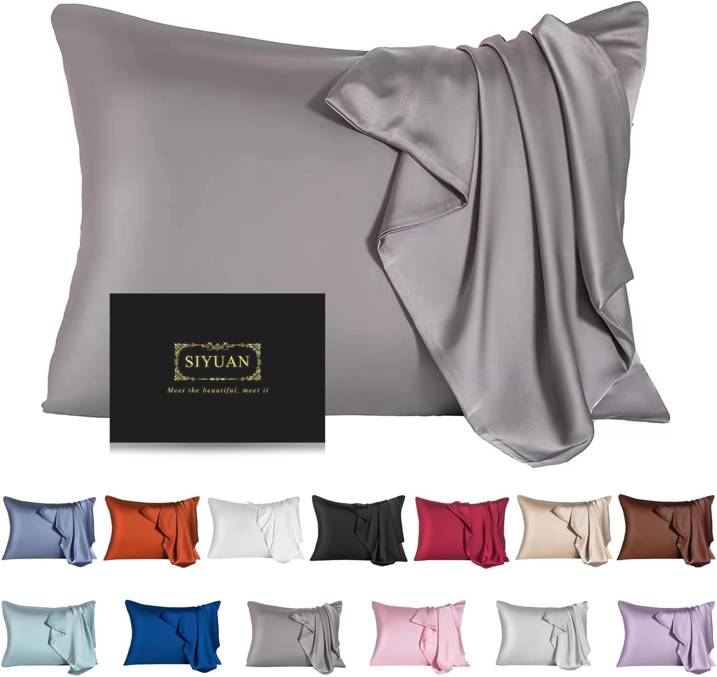 Funda de almohada de seda de morera para cabello y piel, tamaño queen, refrescante, con cremallera oculta, a prueba de alérgenos, de doble lado,