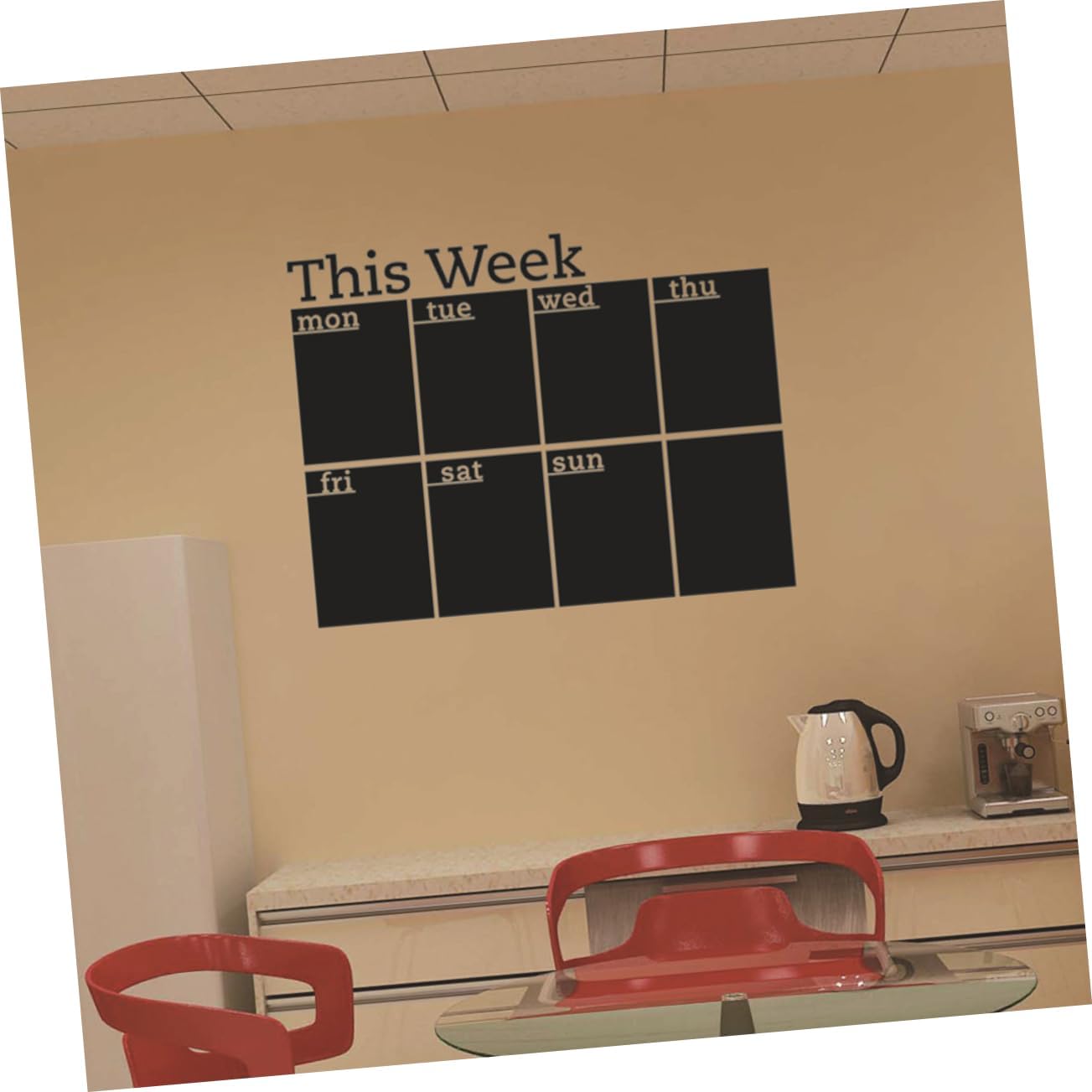 MAGICLULU Calendario de 3 meses, pizarra de tiza semanal, menú, letrero de pizarra de acrílico para pared, comida, suministros escolares para niños,