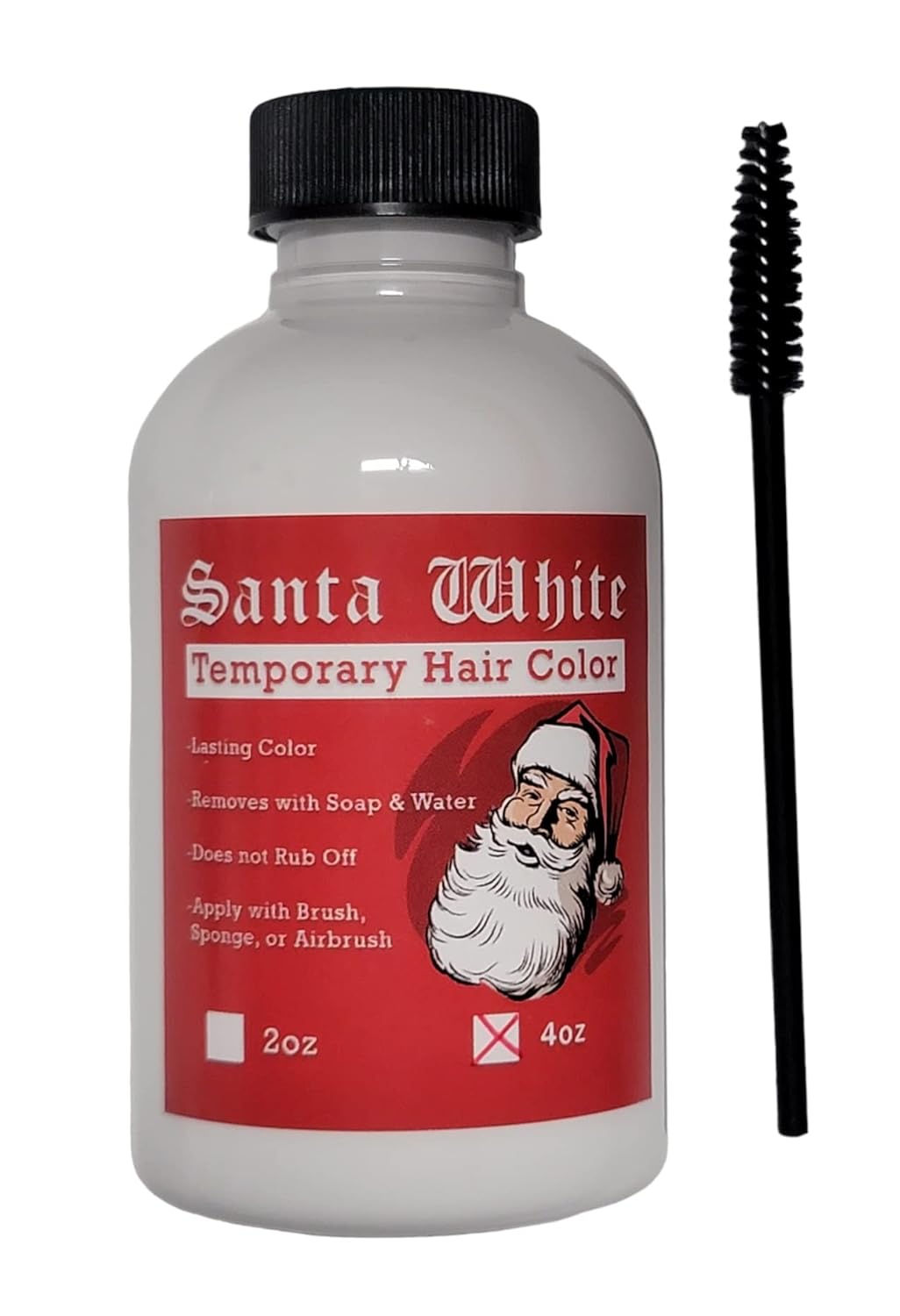 Santa White – Tinte líquido temporal para el cabello con cepillo, color instantáneo de Papá Noel para cabello y barba, a prueba de sudor, de larga