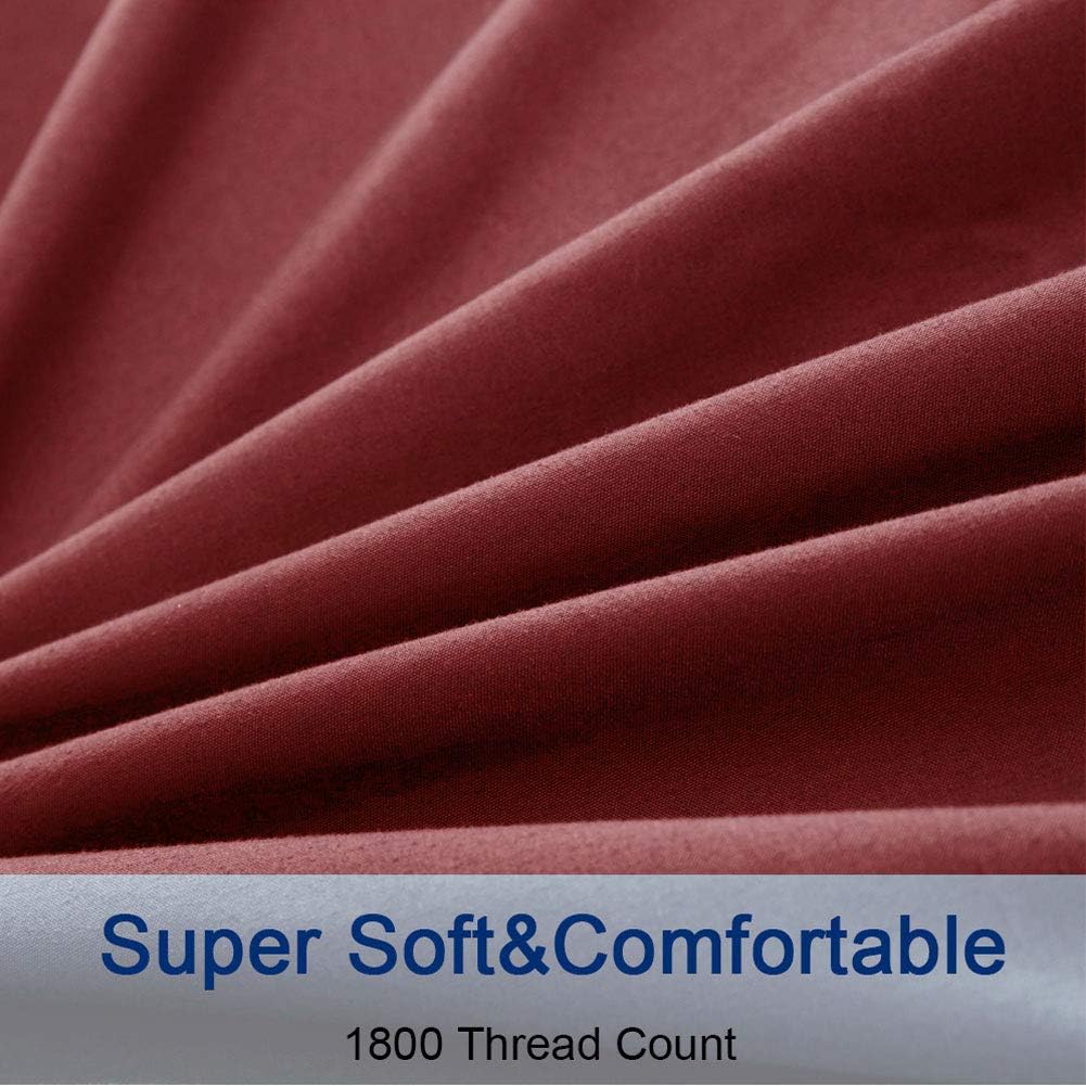 SONORO KATE – Juego de sábanas de microfibra súper suave de 1800 hilos, sábanas egipcias, 16 in de profundidad de bolsillo, antiarrugas e