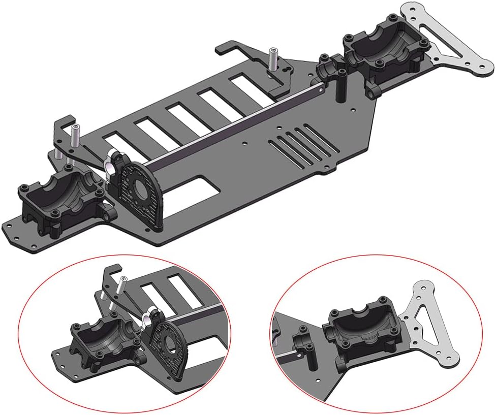 Caja de cubierta inferior de carbono para Tamiya TT-02 TT-02RS TT-02FT Actualizaciones de chasis