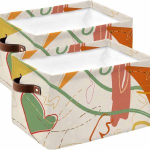Middle Century Storage Basket for Organizing Shelves, Collapsible Storage Bins Boxes with Handle, Colorful Geometric Modern Abstract Art Aesthetics Middle Century Storage Basket for Organizing Shelves, Collapsible Storage Bins Boxes with Handle, Colorful Geometric Modern Abstract Art Aesthetics