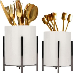 SIEBOLD Soporte resistente para bolígrafo para escritorio de cerámica, vaso de lápiz de combinación simple con soporte de metal negro (4.6 – 3.14 SIEBOLD Soporte resistente para bolígrafo para escritorio de cerámica, vaso de lápiz de combinación simple con soporte de metal negro (4.6 – 3.14