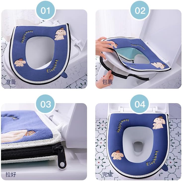 Funda de asiento de inodoro suave para baño, 2 piezas, con asa, suave, más gruesa, lavable, se adapta a todos los asientos de inodoro ovalados,