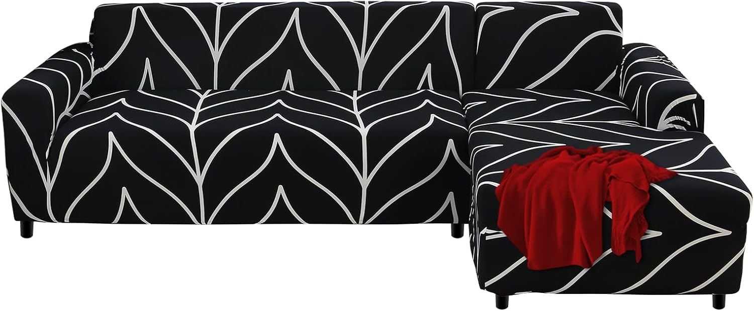 FIGOOO Fundas de sofá modulares en forma de L, 2 fundas elásticas para sofá seccional, reversible, universal, antideslizante, protector de muebles
