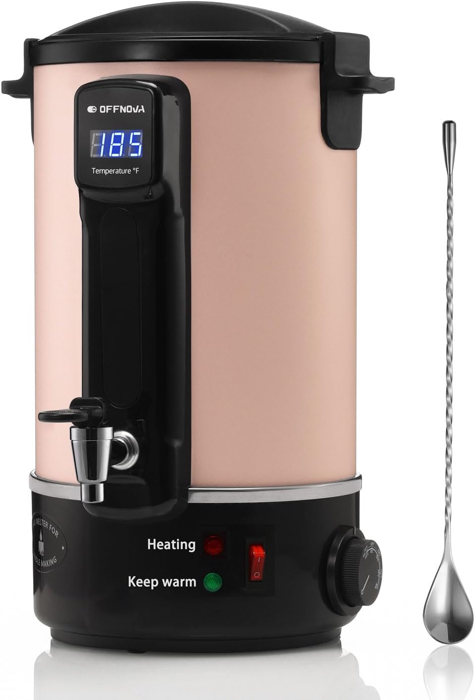 OFFNOVA Derretidor de cera para hacer velas, olla de fusión de cera de vela de 6L con boquilla de núcleo de calefacción y pantalla digital, ideal