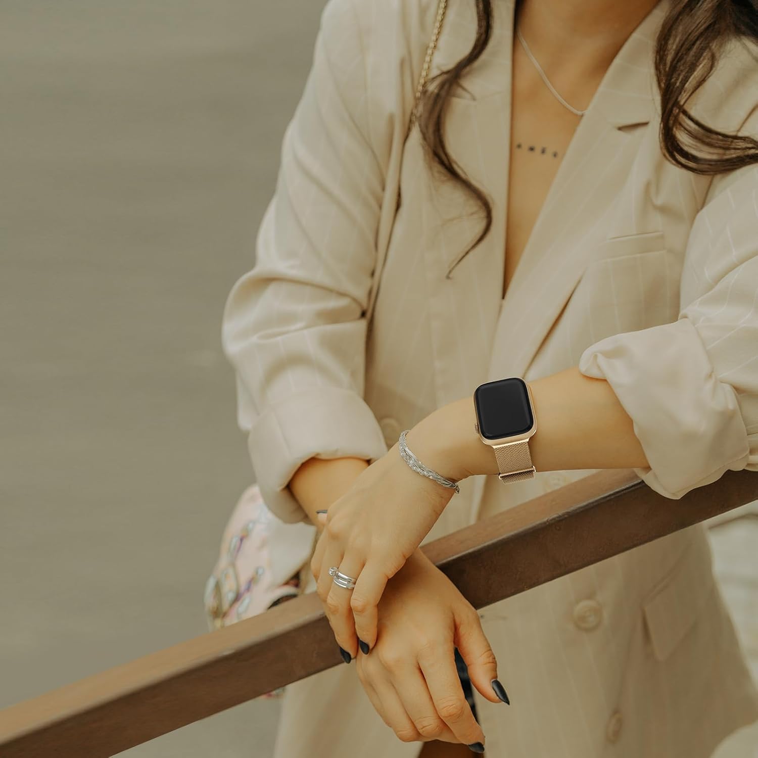 CHINDRAG Magnetic Loop Band Compatible with Apple Watch S9876543 38404142444549mm, Ultra 12 49MM, Classy Stainless Steel Metal Mesh Strap fit iWatch