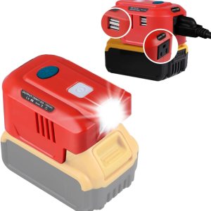 Adaptador de cargador USB Dewalt, para Dewalt inversor alimentado por 150 W, convertidor de 18 V CC a CA 110 V 120 V con luz LED Adaptador de cargador USB Dewalt, para Dewalt inversor alimentado por 150 W, convertidor de 18 V CC a CA 110 V 120 V con luz LED