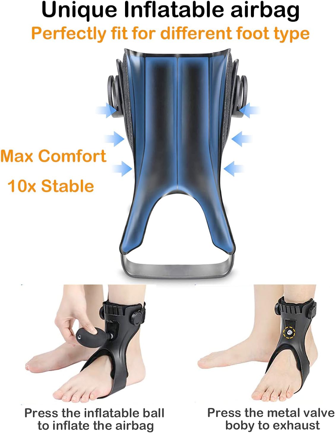 AFO – Soporte médico para pie con caída  2022 mejorado para pie hasta tobillo con bolsa de aire inflable para zapatos de hemiplejia y estabilizador