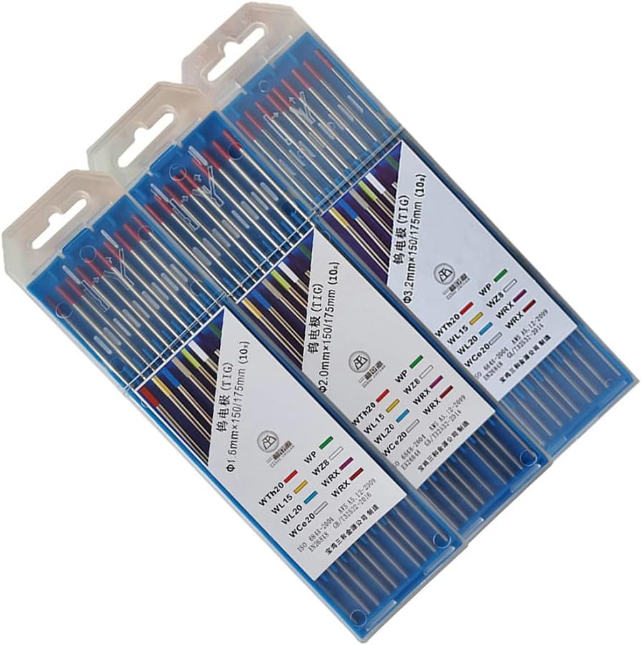 Juego de 10 varillas de soldadura de arco de argón para soldadura de arco de tungsteno para soldadura de hierro inoxidable WT20 varillas de