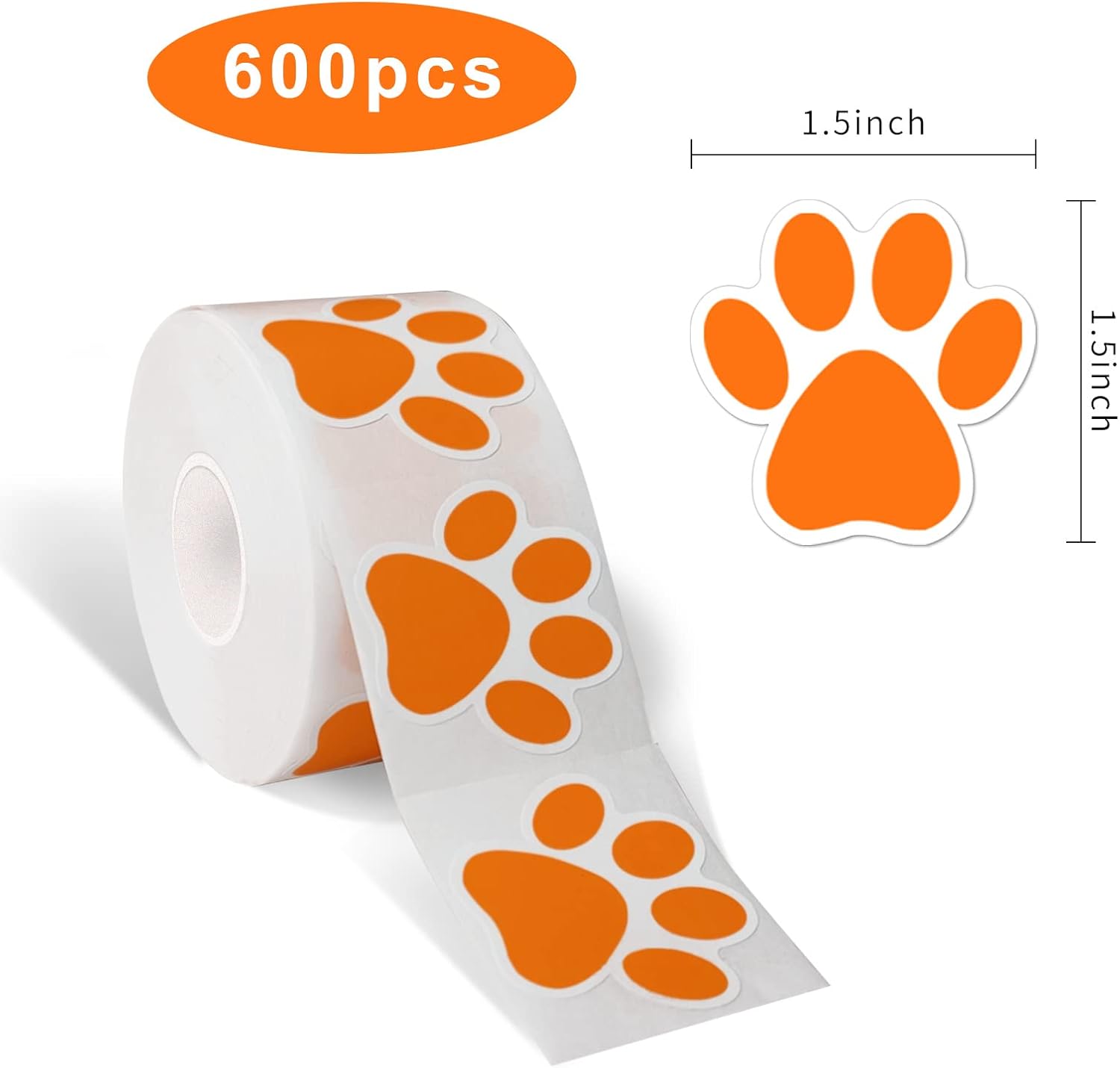 Calcomanías con estampado de patas, calcomanías de pata de perro de 1.5 pulgadas, 600 calcomanías de pata de cachorro, calcomanías de huellas de