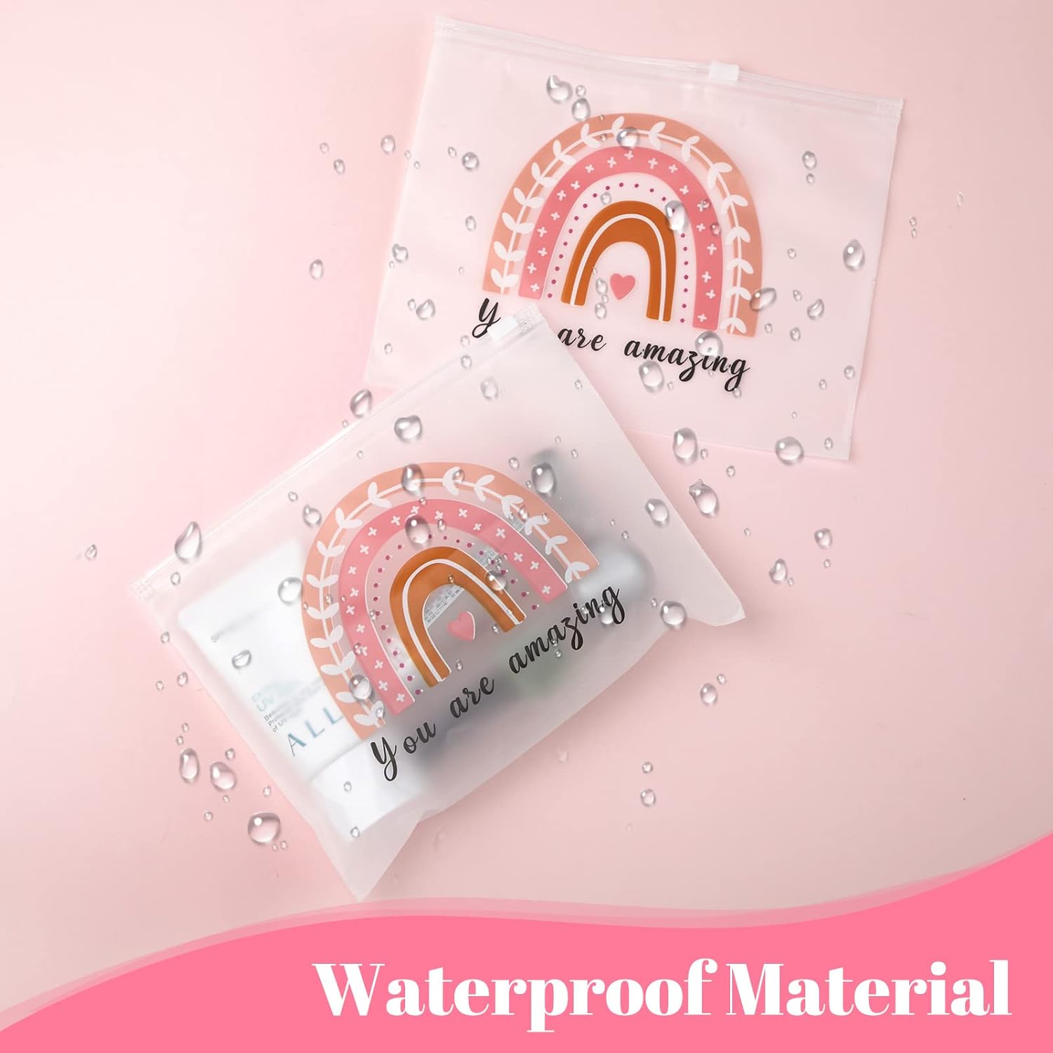 50 bolsas de cosméticos de arco iris, regalos inspiradores para mujeres, citas motivacionales, bolsa de maquillaje, bolsas de cosméticos mate EVA a