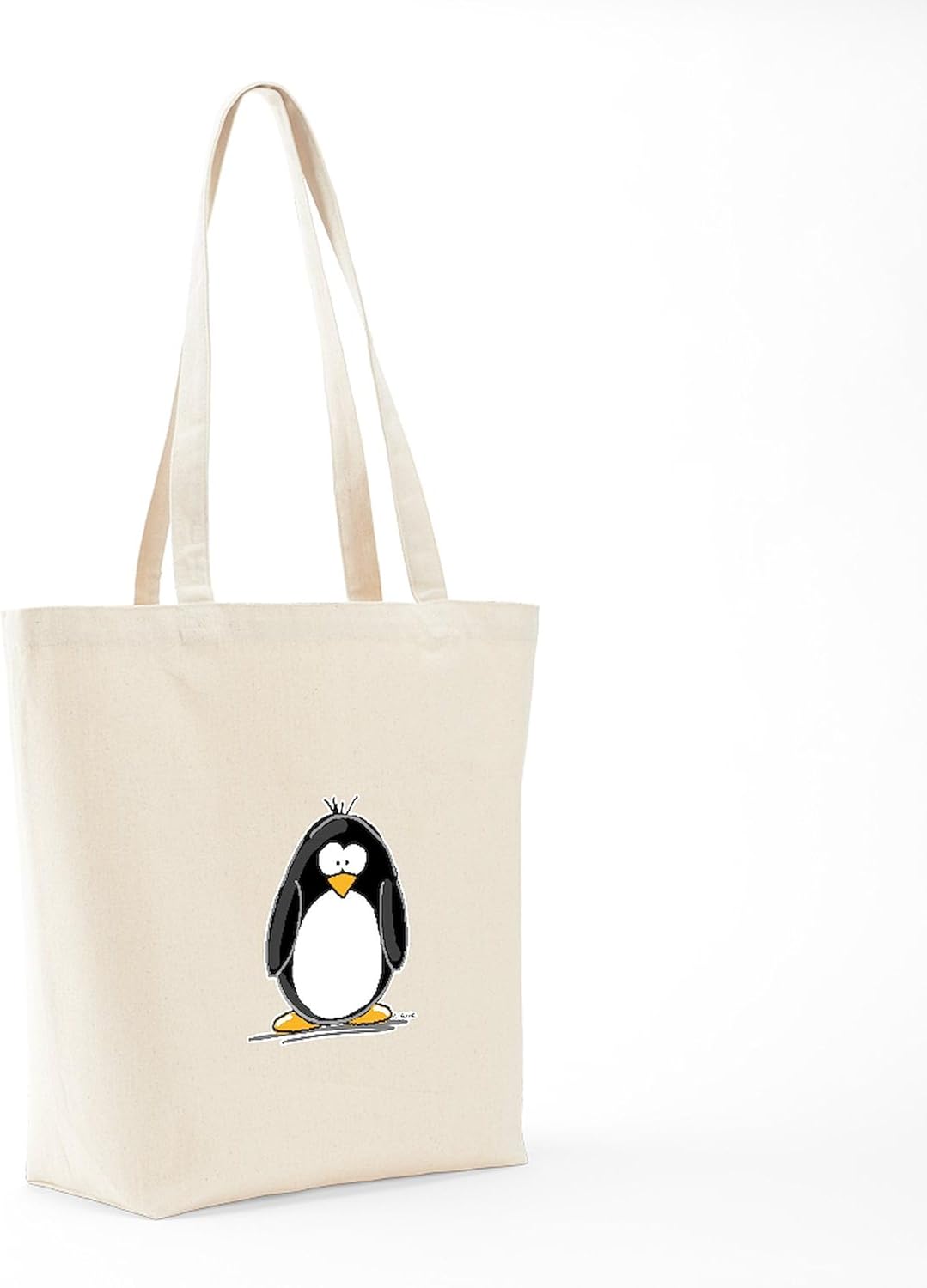CafePress Penguin Tote Bag Natural Canvas Tote Bag, Bolso de compras de tela, Caqui