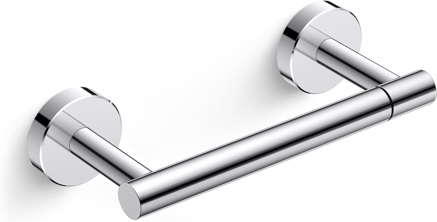 FORIOUS Chrome Toilet Paper Holder Wall Mount, Polished Finish Bathroom Toilet Paper Holder SUS 304 Stainless Steel Toilet Paper Roll Holder, Double