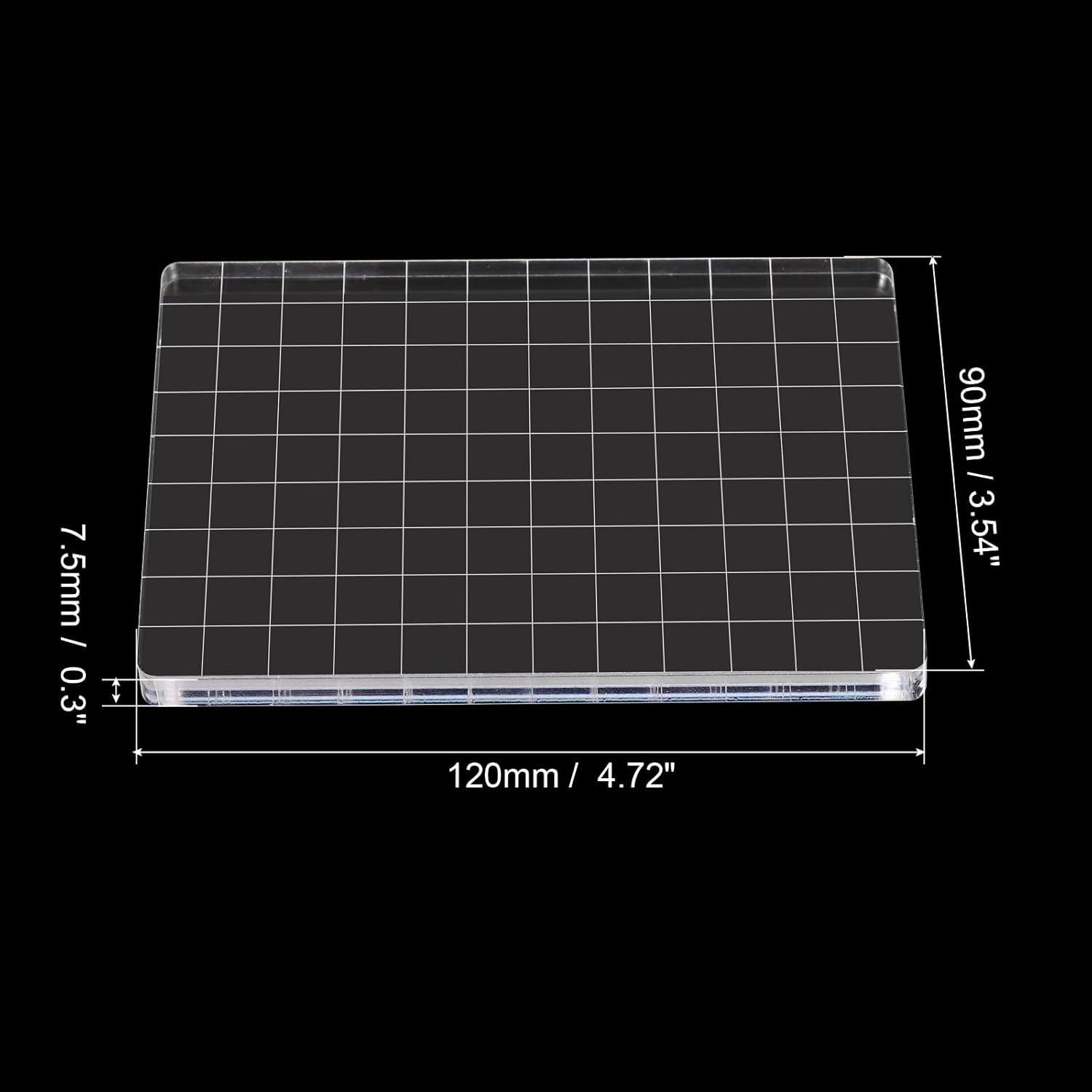PATIKIL Bloque de sello acrílico de 5 x 3.5 pulgadas, bloque de estampado transparente con líneas de cuadrícula, bloques de montaje decorativos