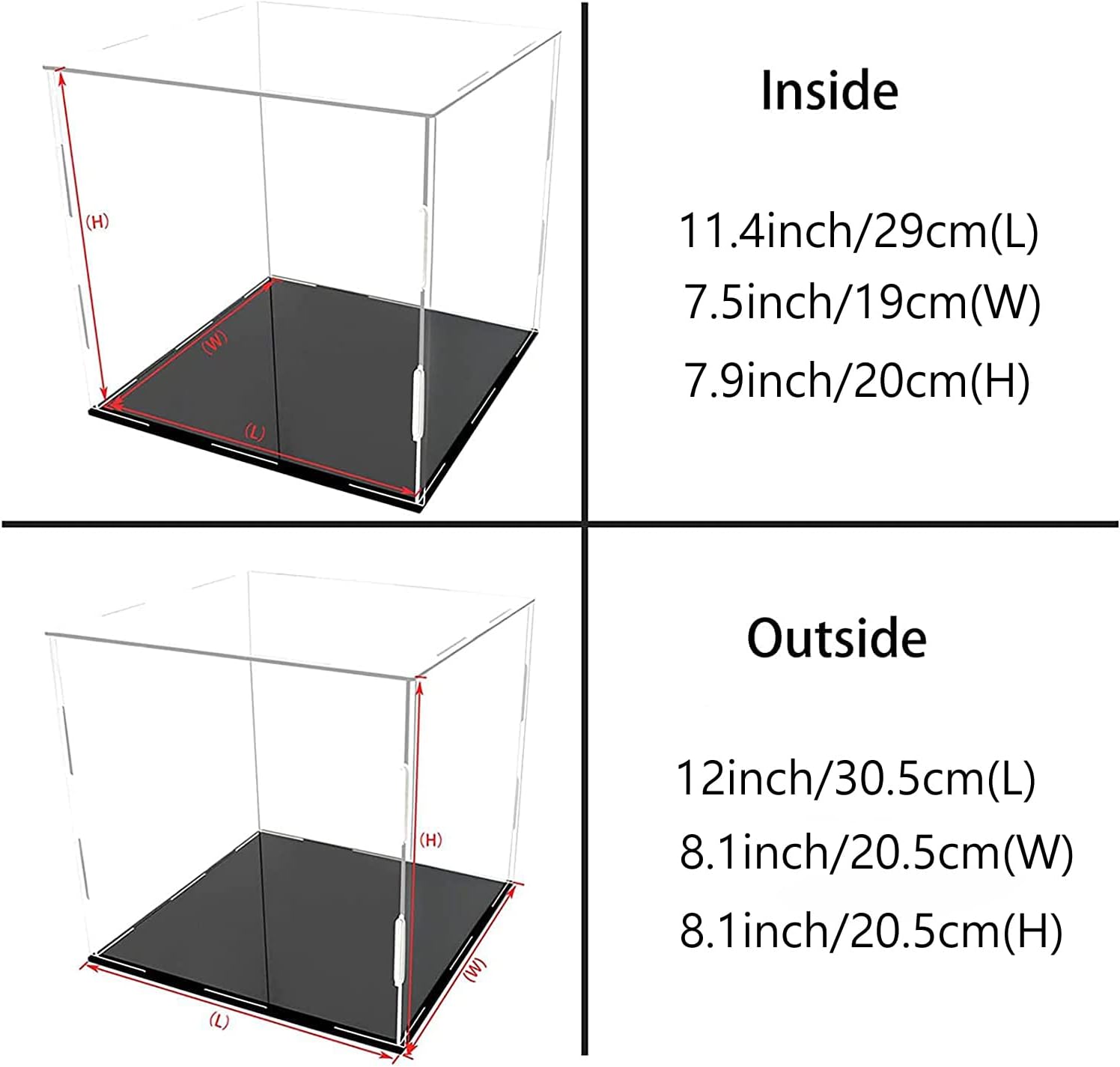 A+ DESIGN Vitrina de acrílico transparente para ensamblar, caja de vidrio alternativo para exhibir figuras de acción, almacenamiento y organización
