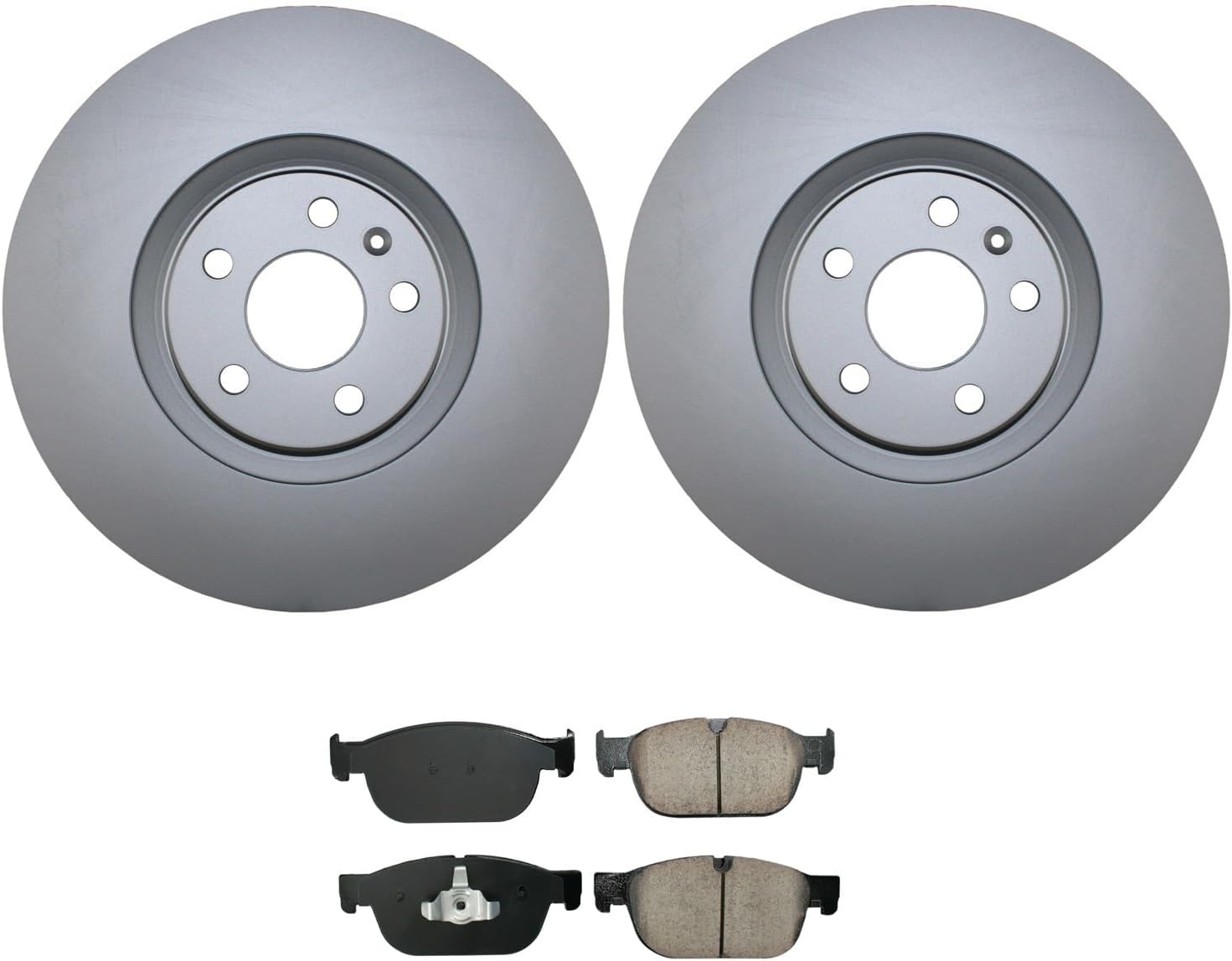 Recubierto 13.583 in ventilado 5 lengüetas disco rotores y Akebono EURO cerámica Pad Set Kit de freno delantero para Volvo S60 S90 V60 XC V90 XC