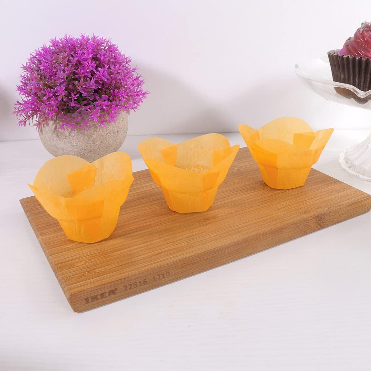 Cabilock 100 piezas de huevos para muffins, revestimientos de muffins de pergamino, papeles para magdalenas de boda, envoltorios de mini muffins,