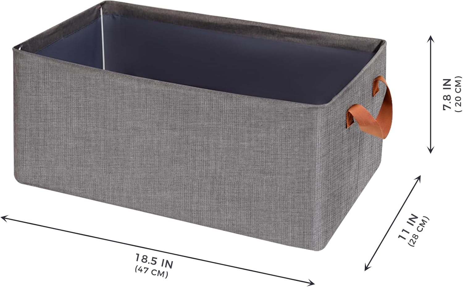 Contenedores de almacenamiento plegables extra grandes para estantes con marco de metal, cestas rectangulares plegables con asas, contenedores de