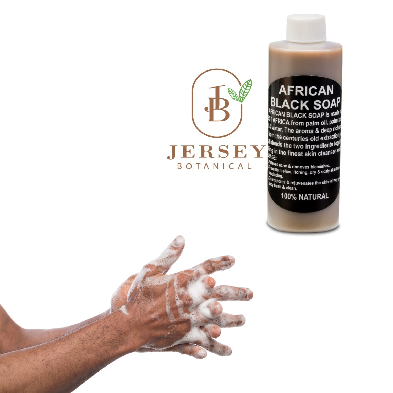 Jersey Botanical Jabón negro africano crudo de 15 libras. Barra para acné y manchas oscuras – Todo tipo de piel – Cara, cuerpo y cabello – de Ghana