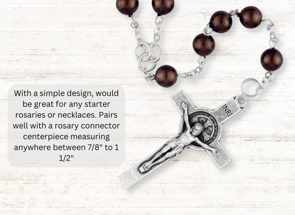 Caritas et Fides Paquete de 5 crucifijos de San Benito (2.125 pulgadas, plata oxidada), fabricado en Italia – Crucifijo para la fabricación de
