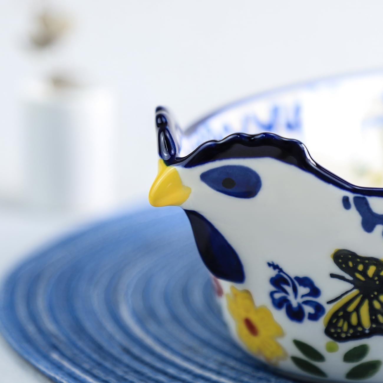 Molde vintage para tartas con diseño de mariposa y flores, utensilios de cerámica con forma de pollo, cacerola para hornear, moldes para lasaña,