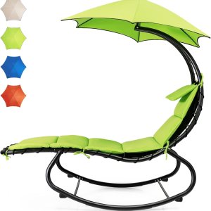 Giantex Silla de hamaca tumbona, silla colgante al aire libre con toldo de sombra, acero con recubrimiento en polvo, tela impermeable, almohada Giantex Silla de hamaca tumbona, silla colgante al aire libre con toldo de sombra, acero con recubrimiento en polvo, tela impermeable, almohada