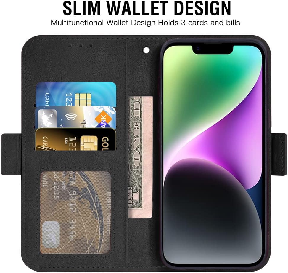 Asuwish Funda compatible con iPhone 14 de 6.1 pulgadas y protector de pantalla de vidrio templado, soporte de ranura para tarjetas, soporte para