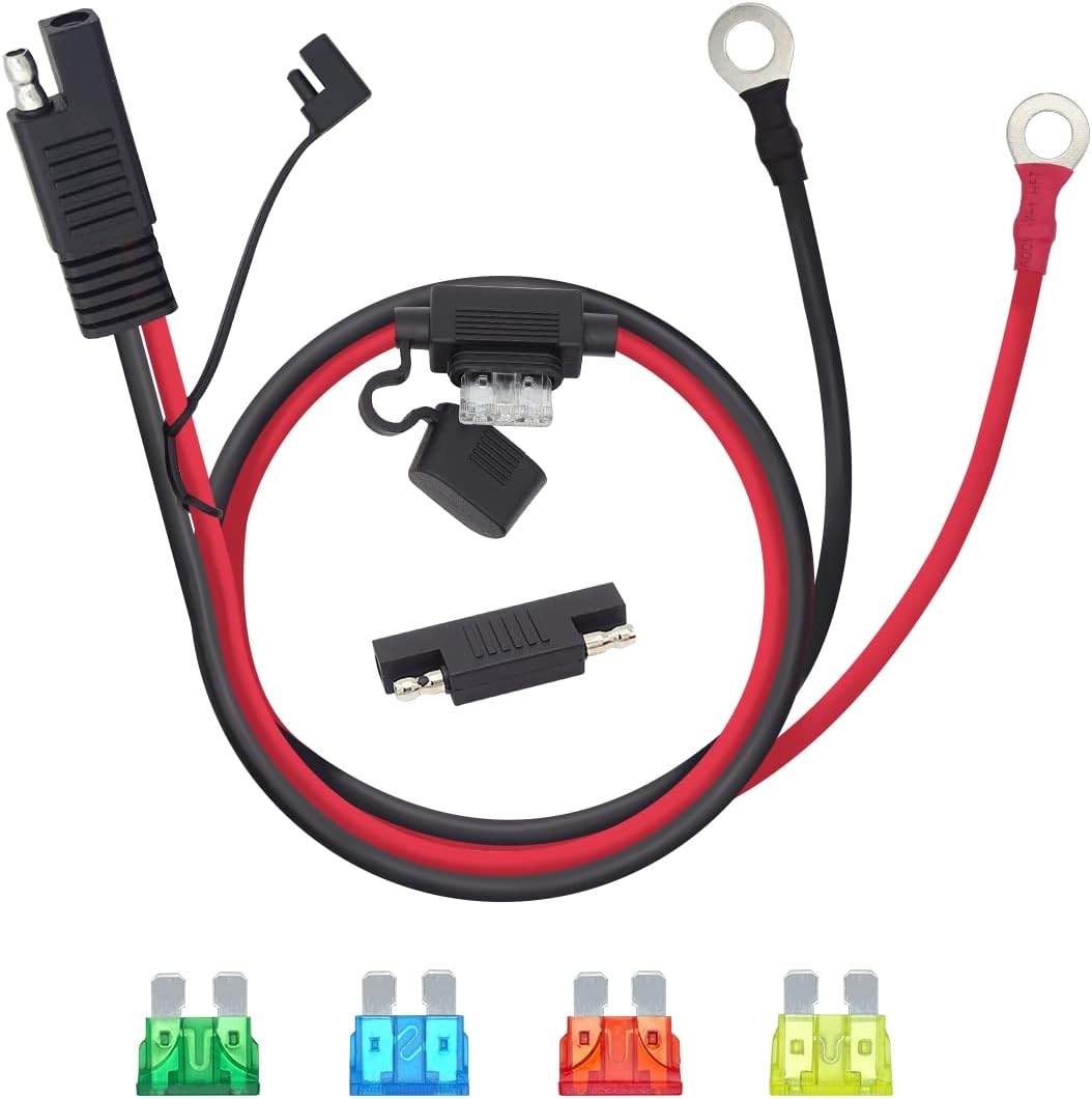 Conectores SAE a O Ring Conector de cable de extensión compatible con cargadormantenedor de batería (16 awg, 3.3 pies)
