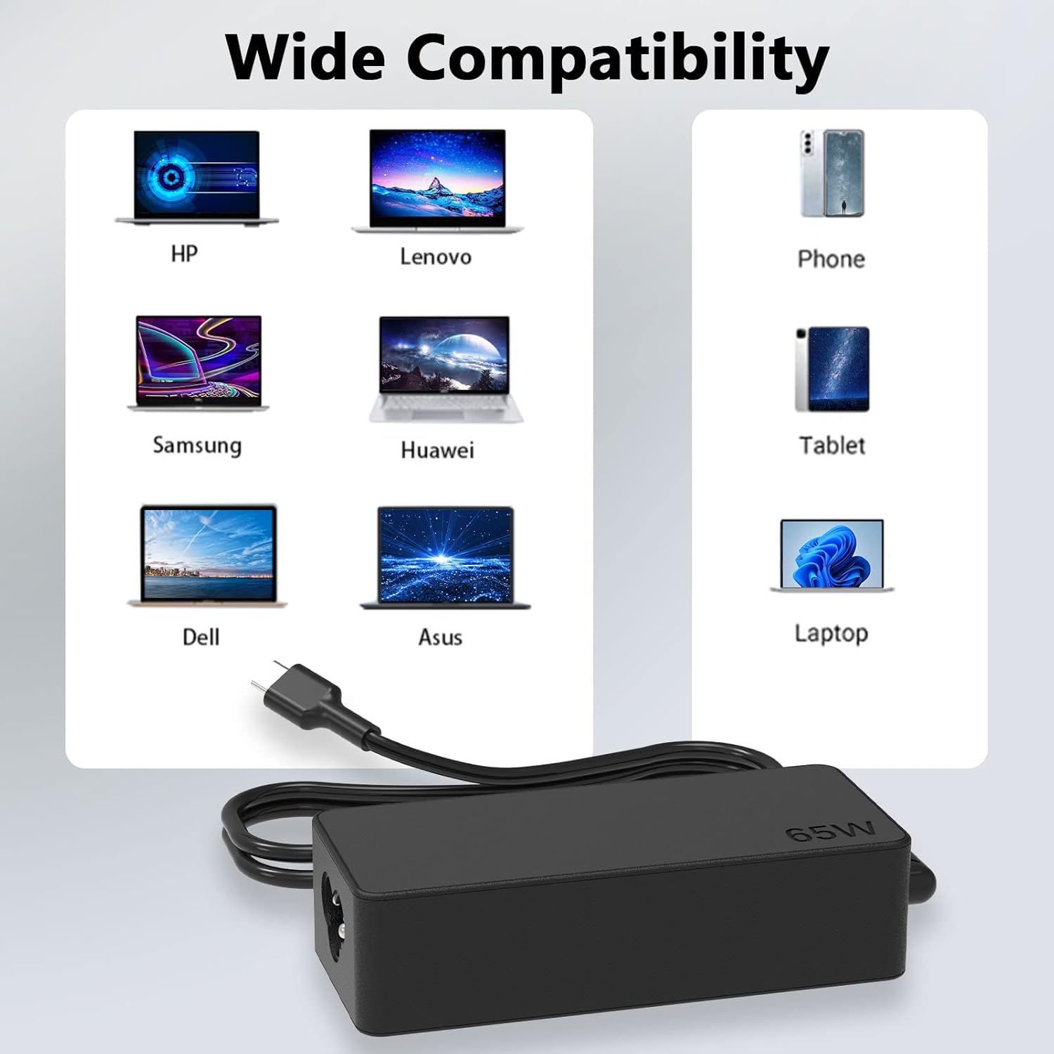 Cargador USB-C de 65 W y 45 W para Lenovo X1 Carbon AC Cable Adaptador Thinkpad Yoga T14 T490 T480 T14s C740 E15 Flex 5 Adlx65ydc2a Adlx65ylc2d