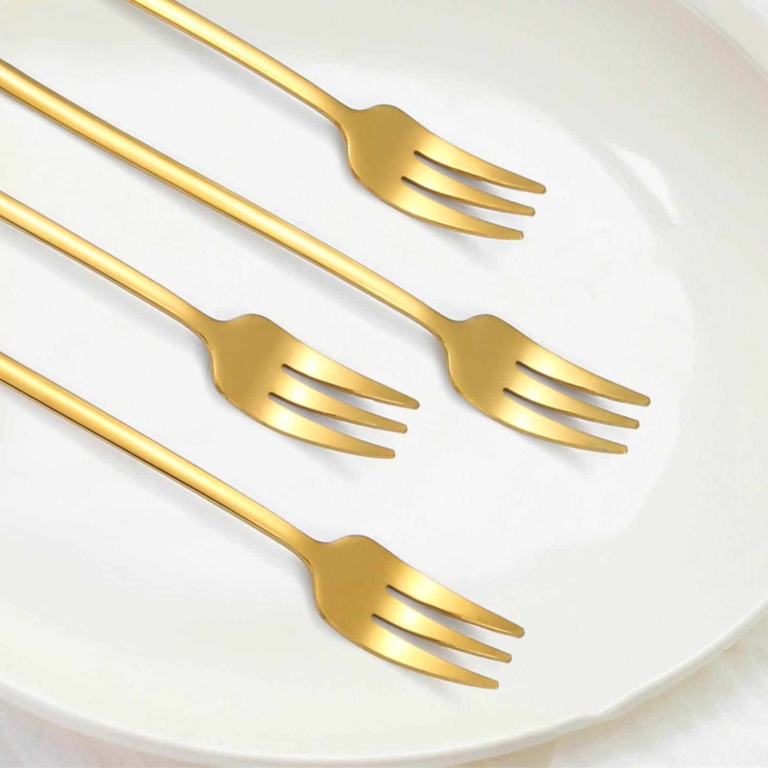 Juego de cubiertos dorados de Navidad de acero inoxidable, 6 piezas con mango de abalorios de Navidad, perfecto para ensalada, café, revolver y