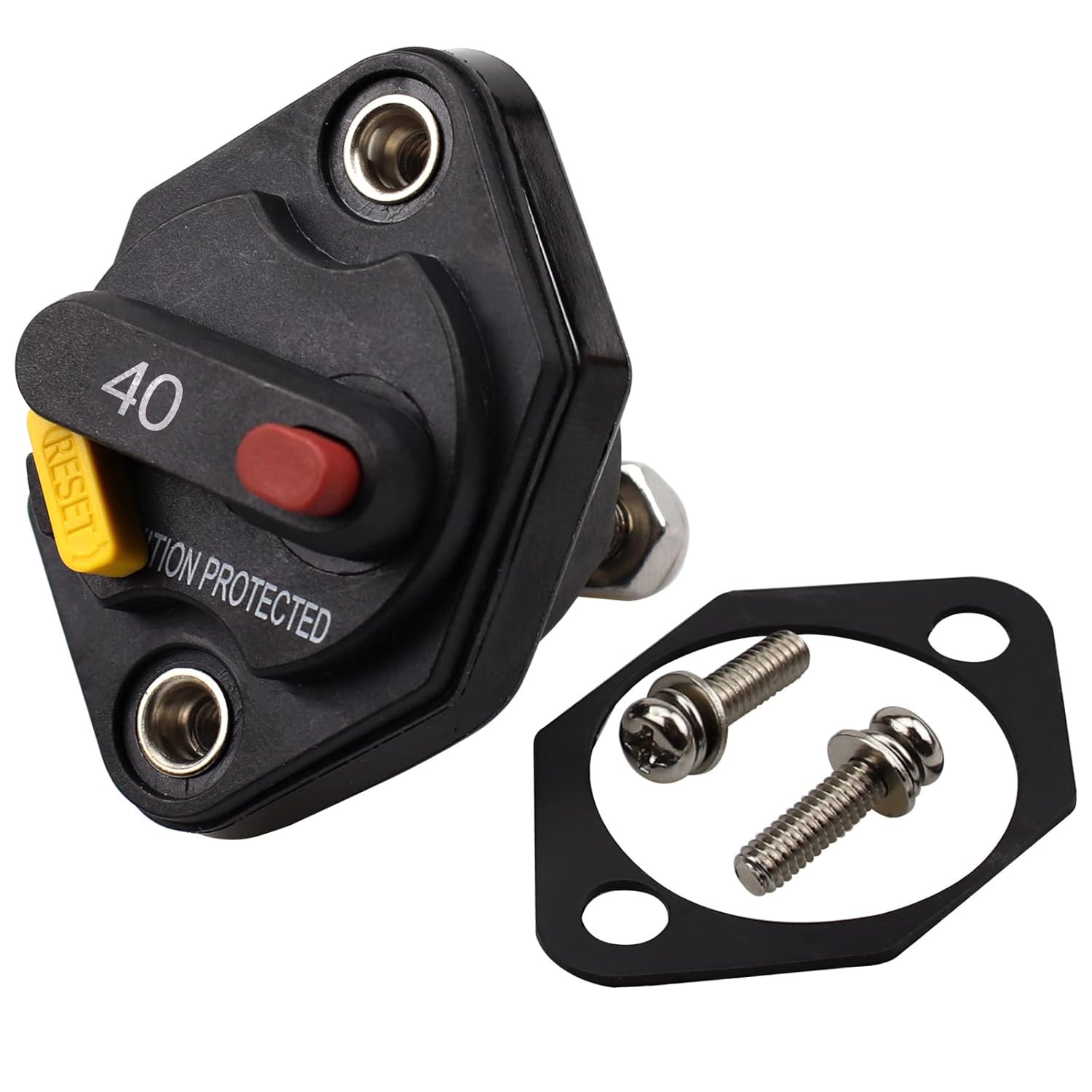 Disyuntor de montaje en panel de 12 V, 24 V, 32 V, CC, 40 A, con botón de reinicio manual conmutable para auto, camión, caravana, remolque marino,