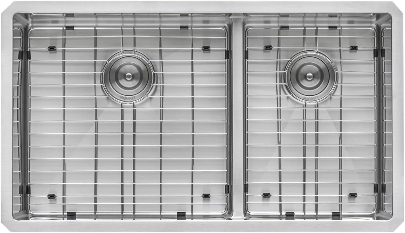 Ruvati RVH7419 – Fregadero de cocina de acero inoxidable de calibre 16 de 33 pulgadas, radio apretado 6040 de bajo división