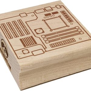 Placa de circuito de placa base para computadora, sello de goma cuadrado para estampado de manualidades, 1.25 pulgadas, pequeño Placa de circuito de placa base para computadora, sello de goma cuadrado para estampado de manualidades, 1.25 pulgadas, pequeño