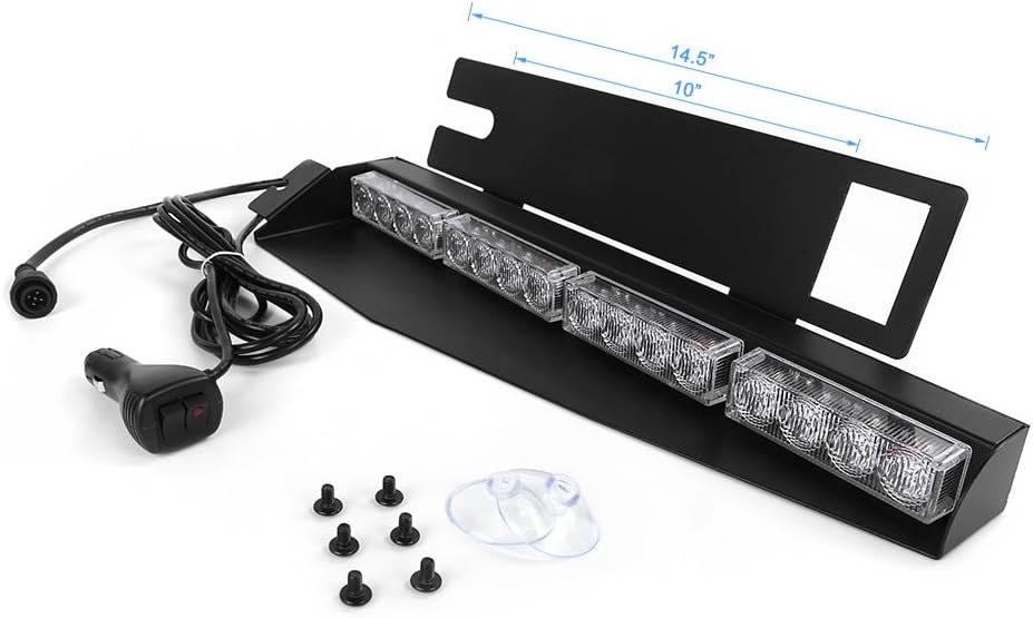 Baliza con visera LED de 32W, luz estroboscópica de emergencia para parabrisas, lámpara de tablero con plataforma con montaje separado, Ambar