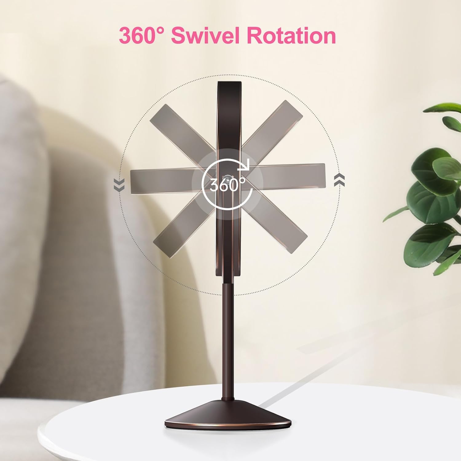 LOVESPEJO Espejo de maquillaje, espejo de aumento recargable de 8 pulgadas con luz, 1x10x rotación de 360, espejo de maquillaje iluminado, espejo de