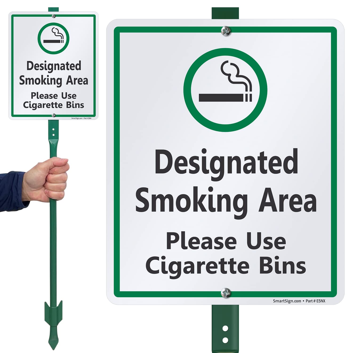 SmartSign Cartel de 12 x 10 pulgadas con estaca de 3 pies, aluminio laminado resistente al óxido de 40 mil, color verde, negro y blanco, 1 unidad