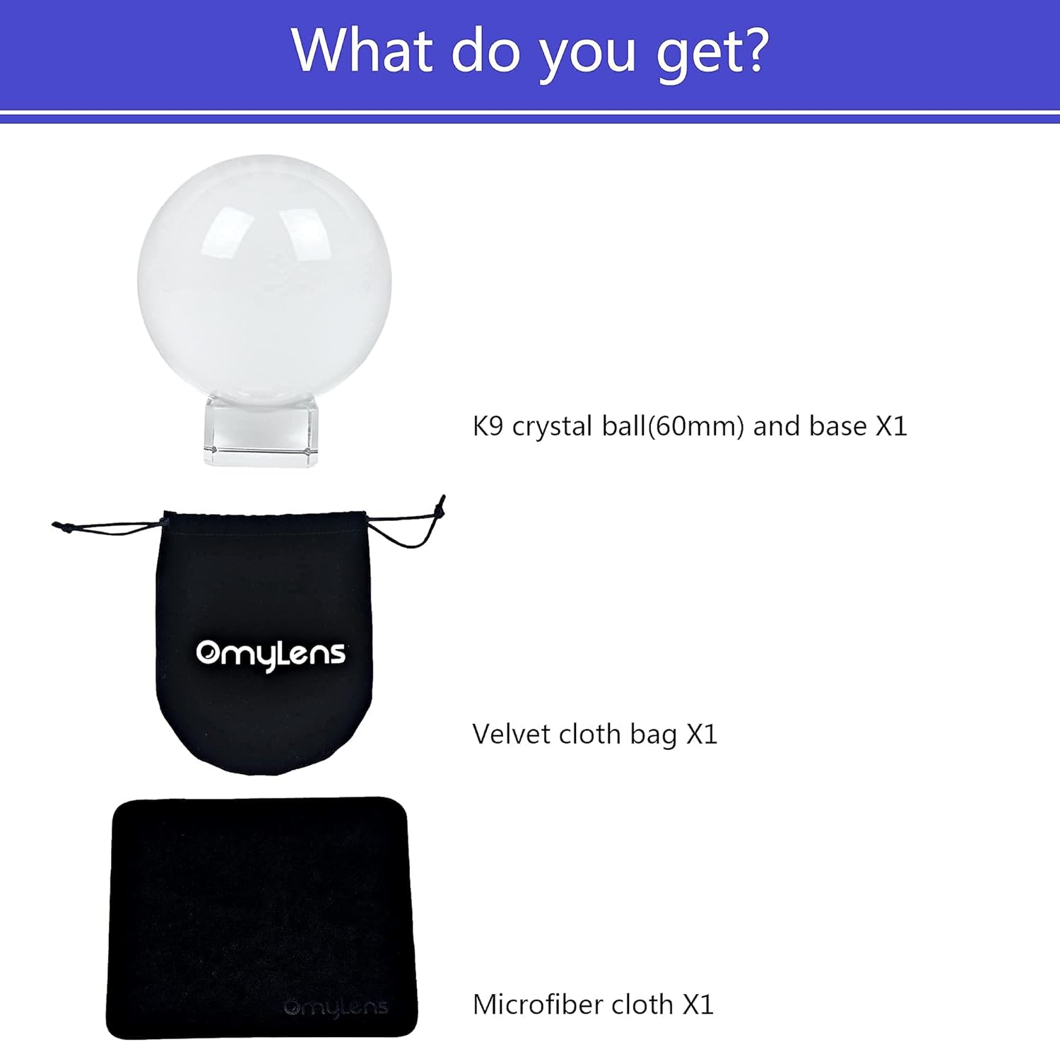 Bola de lente profesional de 2.362in para accesorios y accesorios de fotografía, bola de cristal K9 con soporte y bolsa de seda, bola mágica y
