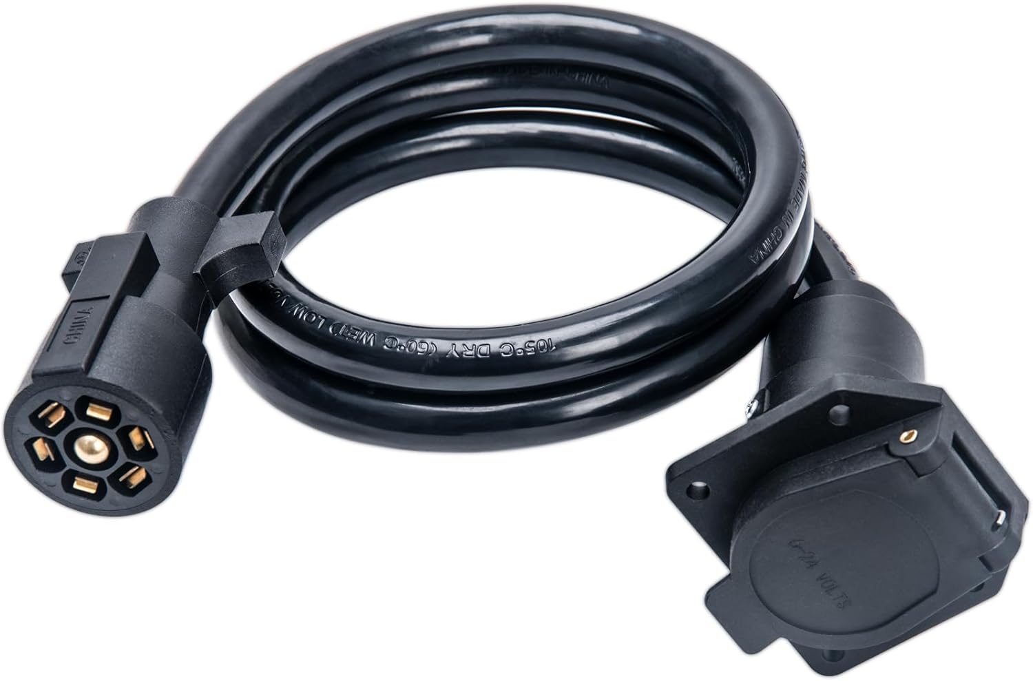 Extensión de remolque de 7 pines (4 pies) – Extensión de enchufe de remolque de 7 vías, extensión de enchufe de remolque de 7 hojas, conector de