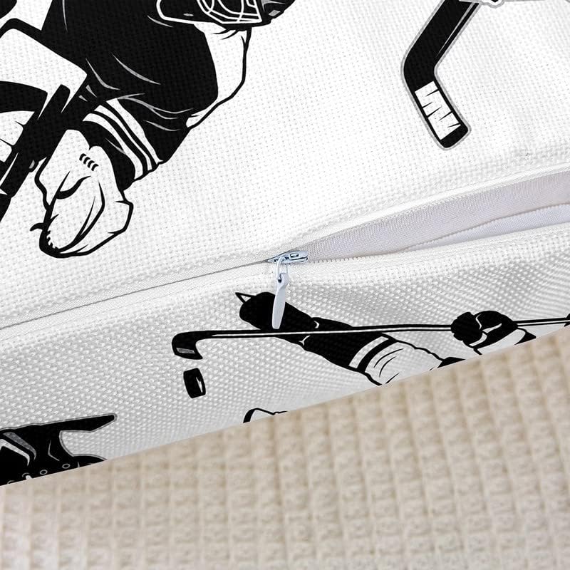 Feelyou Juego de 2 fundas de almohada de hockey sobre hielo, funda de cojín para juegos de deportes sobre hielo para decoración del hogar, sala de