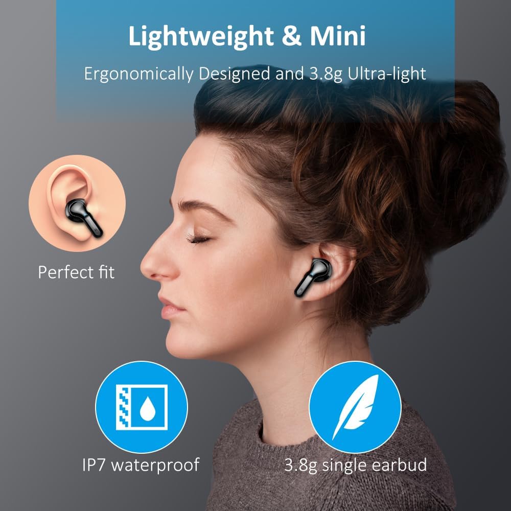 Wireless Earbud, Bluetooth Headphones 5.3 NEW 40H Ear Buds Bass Stereo Earphones Noise Cancelling Earbud with 4 ENC Mic in-Ear Bluetooth Earbud