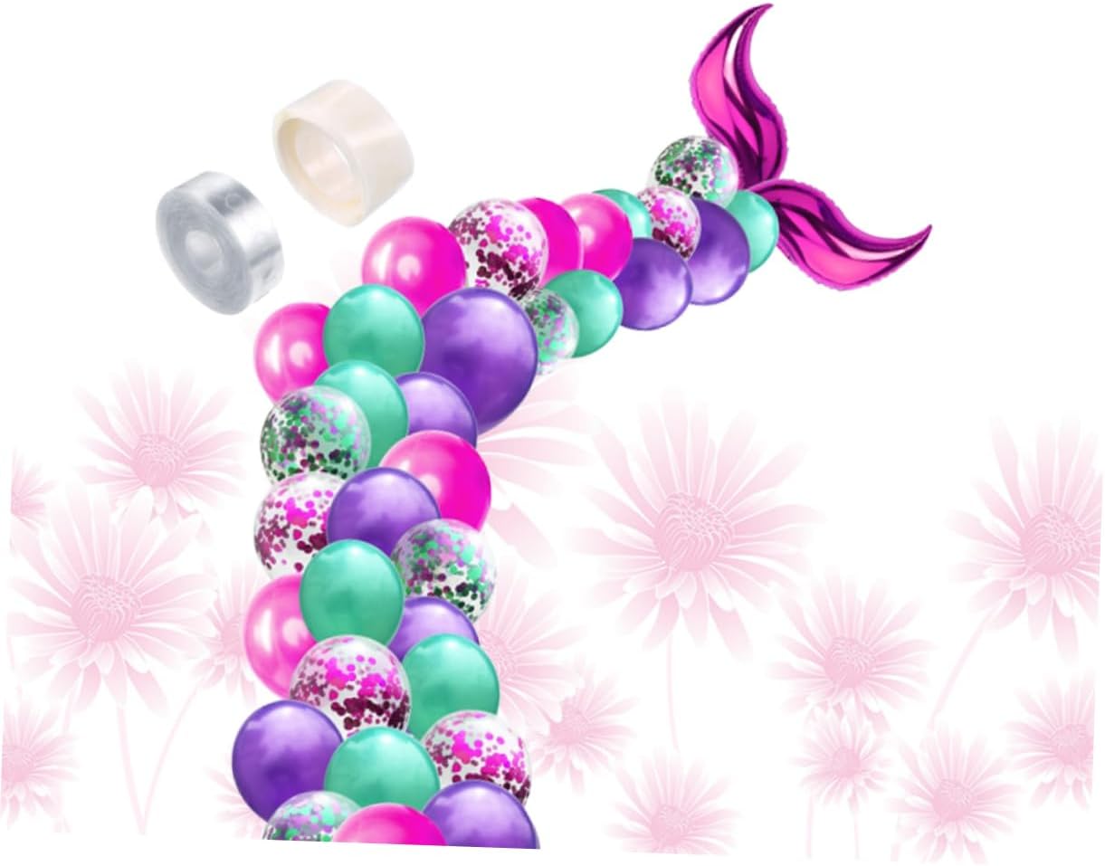 SAFIGLE 132 Pcs Flower Garland Decorations Latex Outfit Green Balloon Green Ballons Mermaid Tail Balloon Happy Birthday Ballons Ocean Balloons Green