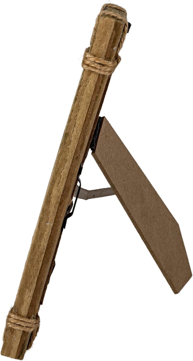 Foreside Home and Garden Home & Garden Esquinas de yute 4×6 Marco de fotos de madera natural, MDF, yute y vidrio